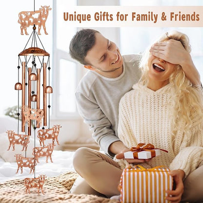 Cow Wind Chimes for Outside, Metal Windchimes Outdoors, Cow Gifts for Women/Men, Memorial/Birthday Gifts, Garden Decor for Outside, Patio or Yard, Durable Chimes for Outdoors