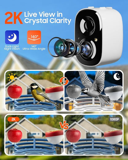 Camii Bird Feeder with Camera, Smart Birdfeeder with AI Identify Birds Species, 2K HD, Solar Powered, Night Vision, Real-Time Alert, IP66 Waterproof for Backyard Bird Watching Enthusiasts (Blue)