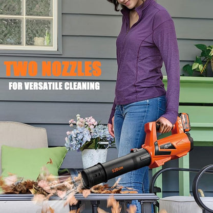 17000 RPM Cordless Leaf Blower with DECERK 7.8AH Battery - 530CFM Powerful Brushless Motor for Lawn Care, 5-Speed Turbo Electric Blower for Dust, Wet-Leaves, Car, Gutters, Lightweight Garden Tool
