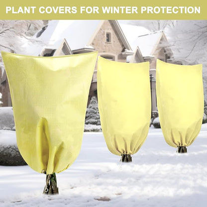 DQS 3 Pack Plant Covers Freeze Protection, 23.6" x 31.4" Winter Frost Protection Blankets Frost Cloth,Suitable for Outdoor Winter Frost, Cold Weather, shrubs, Trees, Jackets, and coverings