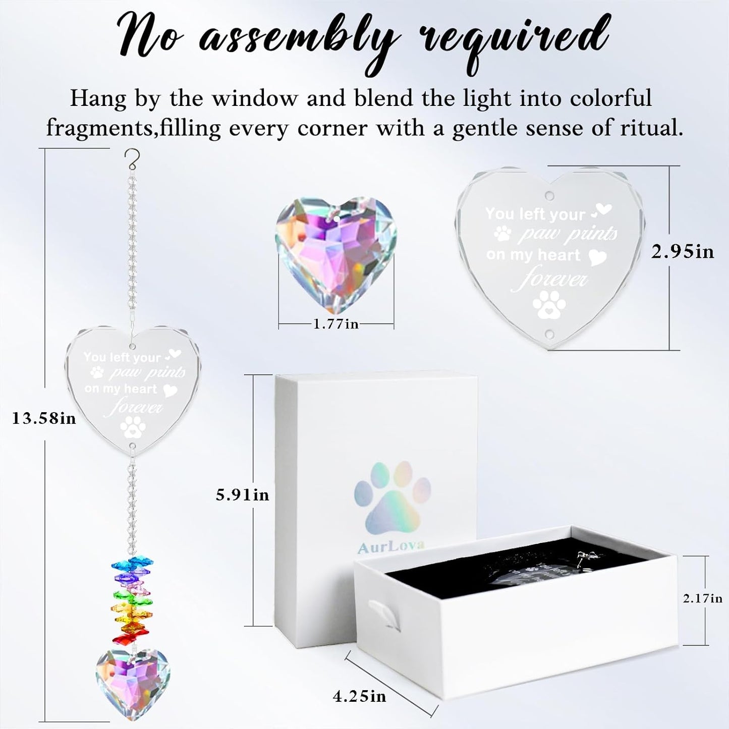 Pet Memorial Gifts for Dogs, Pet Memorial Crystal Suncatcher, Loss of Dog Sympathy Gift, Rainbow Bridge Dogs & Cat Remembrance Bereavement Gifts