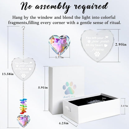 Pet Memorial Gifts for Dogs, Pet Memorial Crystal Suncatcher, Loss of Dog Sympathy Gift, Rainbow Bridge Dogs & Cat Remembrance Bereavement Gifts