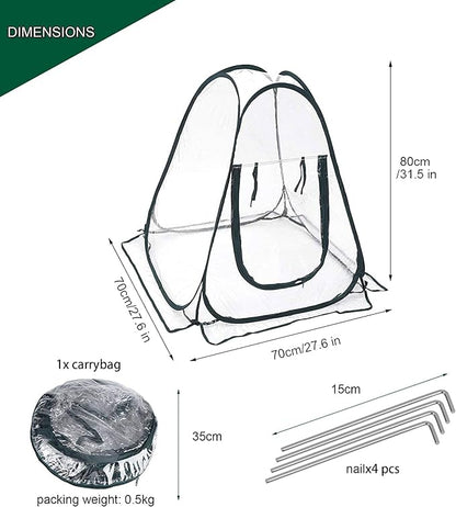 porayhut Pop Up Greenhouse Cover ,Pack of 2 Pcs,Flower House Mini Gardening Plant Flower Sunshine Room Room,Backyard PVC Greenhouse Cover for Cold Frost Protector Gardening Plants