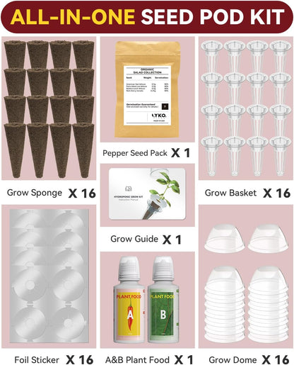 Hot Pepper Seed Pod Kit for Aerogarden, Ahopegarden (24 Pods) – Non-GMO Jalapeno Peppers and Cayenne Chili Peppers, 50+ Seeds per Variety, Includes Plant Food, Compatible with All Hydroponic Systems