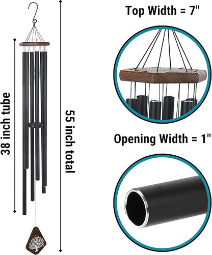 The Wind Chime CO Memorial 55” Deep Tone Large Wind Chime, Sympathy Wind Chimes Gift for The Loss of A Loved one, Memorial Wind Chimes for Outside Decoration, Soothing Melodic Tones with Mute Option.