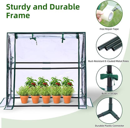 Mini Greenhouse for Indoor Outdoor: Ohuhu Tabletop Portable Green House with Waterproof Pad for Small Plants Nursery Germination, 36"x18"x33" Heavy-Duty Cover Tent Humidity Dome Seedling Accessory