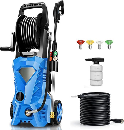 Pressure Cleaner High Power Cleaner with 4 Spray Tips for Home, Car Washing, Fence Cleaning, Patio (Blue)
