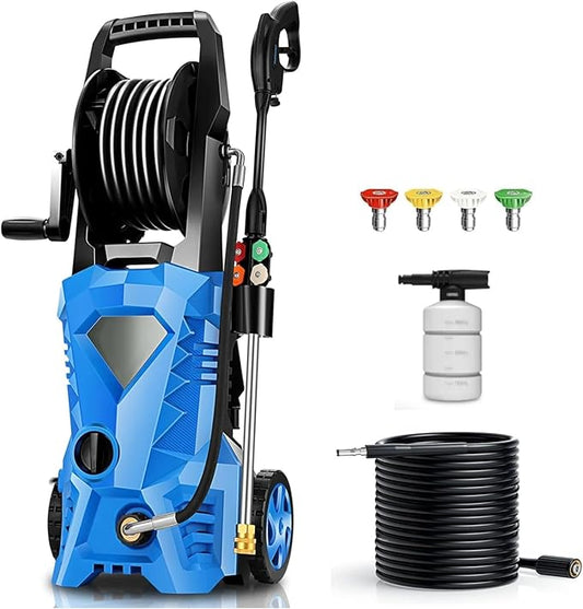 Pressure Cleaner High Power Cleaner with 4 Spray Tips for Home, Car Washing, Fence Cleaning, Patio (Blue)