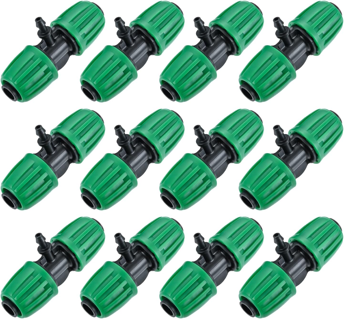 1/2 to 1/4 Drip Irrigation Fittings, 12Pcs Barbed Tee 1/2" Drip Irrigation Tubing (1/2" ID x0.6-0.63" OD) 16mm to 1/4" Irrigation Tube Fitting Twist Locked 3 Way Connectors