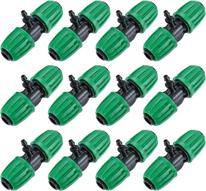 1/2 to 1/4 Drip Irrigation Fittings, 12Pcs Barbed Tee 1/2" Drip Irrigation Tubing (1/2" ID x0.6-0.63" OD) 16mm to 1/4" Irrigation Tube Fitting Twist Locked 3 Way Connectors