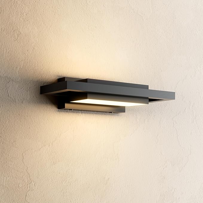 𝗠𝗢𝗗 𝗟𝗜𝗚𝗛𝗧𝗜𝗡𝗚 Brooklyn | Modern Outdoor Wall Lights LED, Exterior Wall Sconce Lights, Stainless Steel Outdoor Light Fixture, IP65 Waterproof Lights, 1 Pack (Black | Warm White | Medium 24")