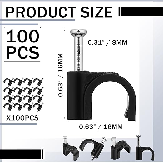 100 Pcs Drip Irrigation 1/4" and 3/8" Tubing Mounting Clips, Firm and Easy to Install, Drip Irrigation Kit Connector, Black