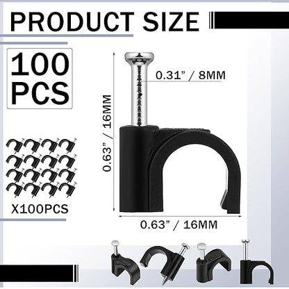 100 Pcs Drip Irrigation 1/4" and 3/8" Tubing Mounting Clips, Firm and Easy to Install, Drip Irrigation Kit Connector, Black