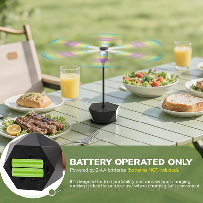 Grete Gotye 4-PC Table Food Fans, Flexible Goose-Neck Blades, Portable Battery Powered Fan for Home, Restaurant, Party, Picnic (Jet Black)