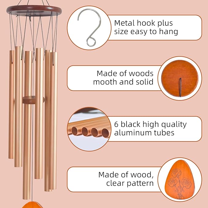 Moms Wind Chimes, Gifts for Mom, Thanksgiving Christmas Mother's Day Best Gift for Mom, Mother Birthday Gift from Daughter Son, Love Reminder Gifts