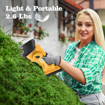 Hedge Trimmer Compatible with Dewalt 20V MAX Battery (Battery Not Included) Cordless Bush Trimmer, Grass Shears, 2 in 1 Cordless Hedge Trimmer for Yard and Lawn