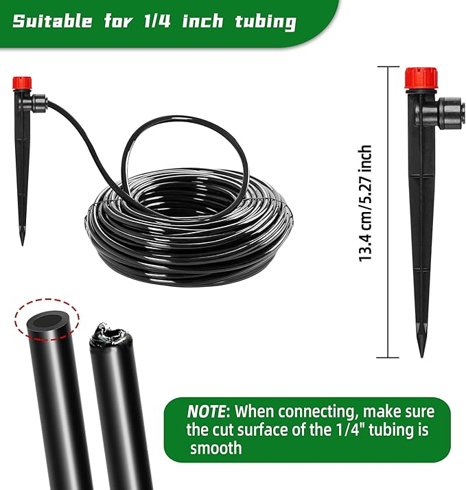 30PCS Push-to-Fit Drip Irrigation Emitters for 1/4 inch Irrigation Tubing, Adjustable 360 Degree Drip Emitter Sprayer with Stake, Irrigation Dripper Sprinklers for Drip Irrigation System