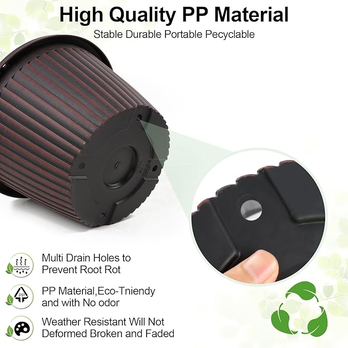 Large-Planter-Indoor-Outdoor Plant Pots, 12 inch 4 Pack Plastic Flower Pots with Saucer and Drainage Holes, Modern Garden Planters for Planting Medium Large Plants， Decorative Resin Garden Pots