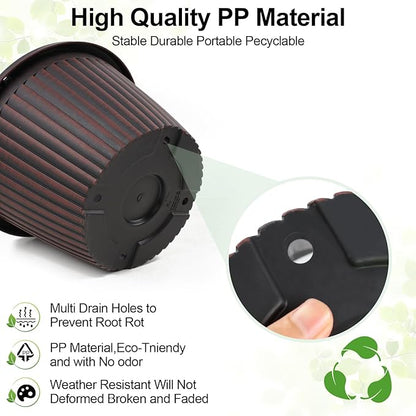 Large-Planter-Indoor-Outdoor Plant Pots, 12 inch 4 Pack Plastic Flower Pots with Saucer and Drainage Holes, Modern Garden Planters for Planting Medium Large Plants， Decorative Resin Garden Pots