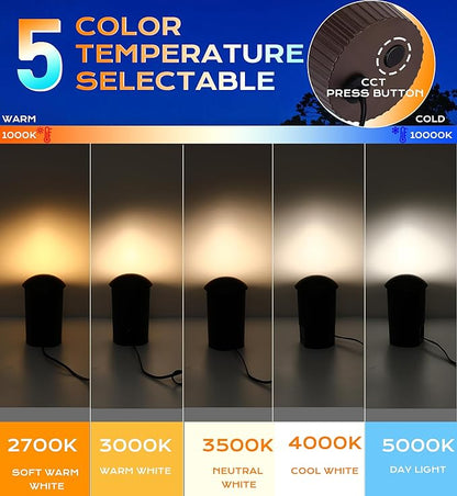 CLOUDY BAY [6 Pack] 5W Well Lights Low Voltage Landscape Lighting,12V-24V Waterproof Outdoor Side-lit Light,2700-5000K 5CCT In Ground Lights for Fence Pathway Deck, IP67 Rating,Bronze