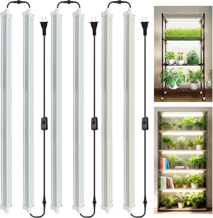 【2026 Waterproof Design】T8 Grow Lights for Indoor Plants, Full Spectrum LED Light for Seed Starting & Vegetables, 2FT 144W(6 X 24W, 900W Eqiv), Linkable Grow Light Strip with Switch, Yellow(6-Pack)