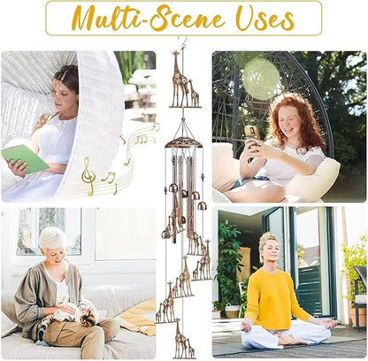 Giraffe Wind Chimes for Outside,Gardening Gifts for Giraffe Lover，Women，Men，Mom，Birthday Party Decorations,Memorial Gifts,Wind Chimes Outdoors，Indoors,Room,Home,Wall,Garden,Patio,Yard Decor