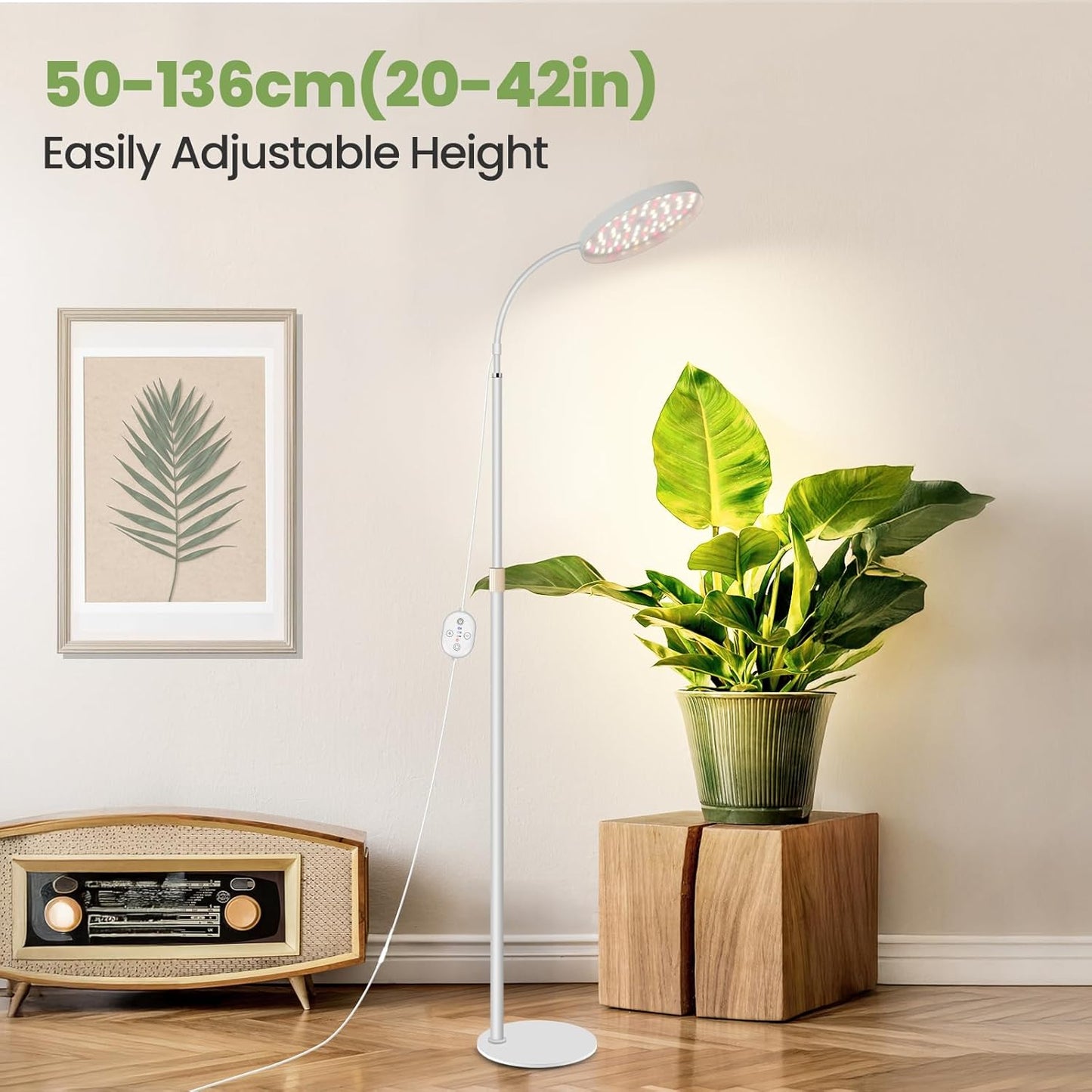 24V Grow Lights for Indoor Plants, LM281B+660nm Plant Lights for Indoor growing, 5.9" LED Grow Lights for Seed Starting, 20-54in Height Adjustment for Medium Plants, 20W, 350umol/s/m²@Dist:6in