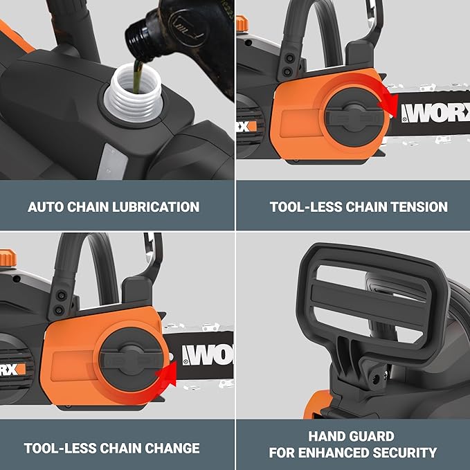 Worx WG322 20V Power Share 10" Cordless Chainsaw with Auto-Tension