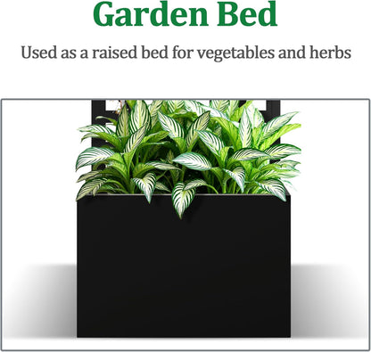 Metal Raised Garden Bed with Trellis, 2 in 1 Trellis with Planter Box & Privacy Screen for Climbing Plants, Vine, Outdoor Standing Flower Beds with Drainage Holes, 23.6"L x 11.8"W x 63"H, Black