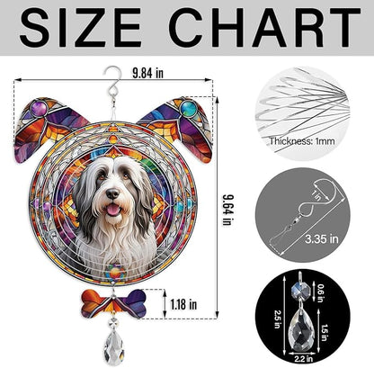 Bearded Collie Dog Ears Wind Spinner, Bearded Collie Wind Spinner Hanging for Yard and Garden