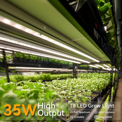 3FT Grow Lights for Indoor Plants,T8 Full Spectrum Plant Light, 210W(6 x 35W), LED Grow Light Strips Whit Timer, Aluminum Reflector, Linkable, Plant Growing Lamp Fixture for Greenhouse Indoor 6 Packs