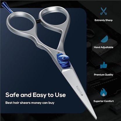 Suvorna 5.5 inch Barber Scissors | hair shears professional | haircutting scissors for adults | Hair Scissors Women & Men | Hairdresser Scissors | Hair Scissors Professional | Haircut Scissors.