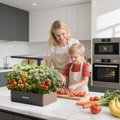 SUNCOZE Hydroponics Growing System Kit, 20 Pods Indoor Herb Garden with 10L Water Tank & Adjustable Height 25", 36W LED Grow Light, LCD Display with Veg/Flower Modes, Pump & Low Water Reminder, Black