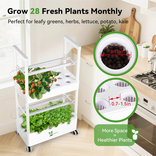 BAOSHISHAN Hydroponics Growing System Indoor Garden, 28 Pods Indoor Gardening System with LED Light, Automatic Timer Pump System Hydroponic System for Vegetable Fruit Herb