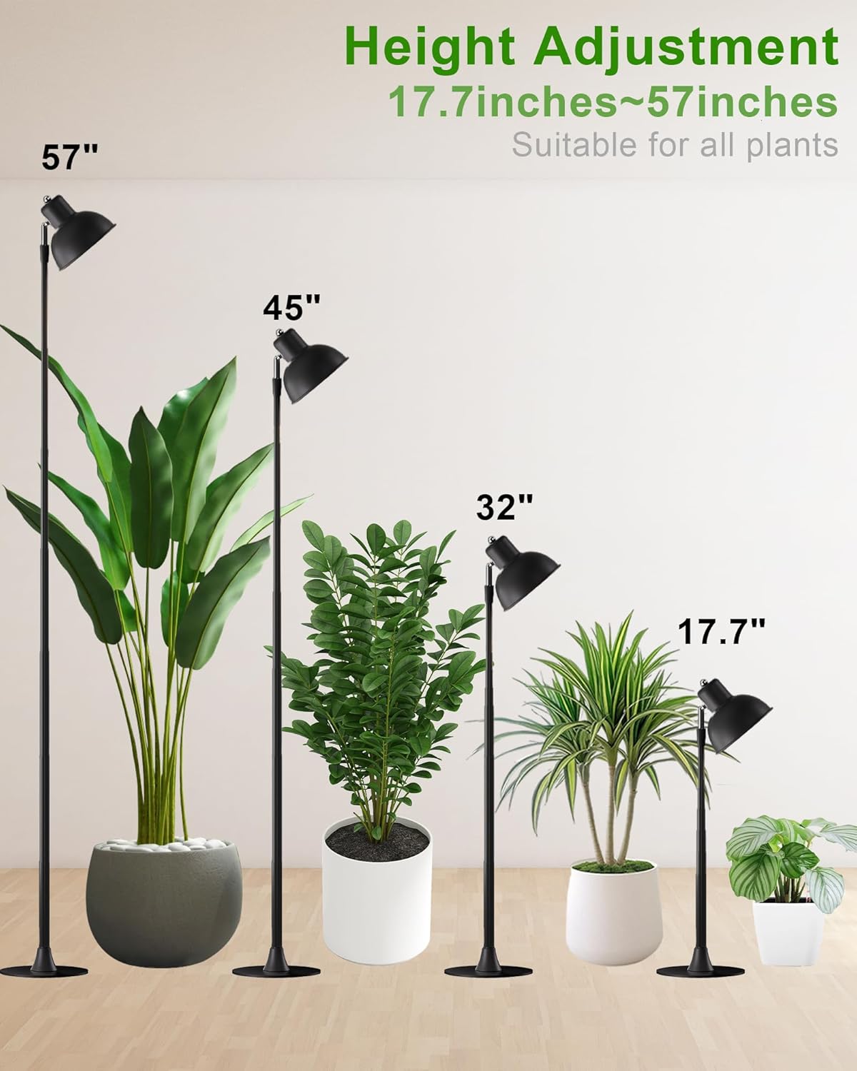 yadoker Plant Grow Light for Indoor Plant, Aluminum LED Grow Light,Elevating Plant Lamp,Height Adjustable,Automatic Timer with 8/12/16Hours,10-Level Brightness,Ideal for Large Plant Grow