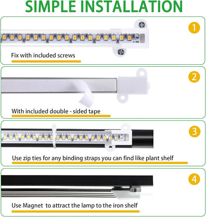 LED Grow Light Strips, 13 Inches Grow Lights for Indoor Plants Full Spectrum 3500K, 96 LEDs Plant Light with 3/9/12H Timer, 10 Dimmable Levels for Seedling Succulent, 2 Head