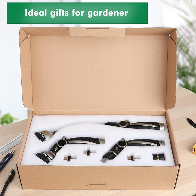 RESTMO Garden Watering Combo, Heavy Duty Hose Sprayer | Metal Hose Wand | High Pressure Hose Nozzle, Thumb Flow Control, Quick Connect Fittings Included, Easy to Reach Anywhere in Garden & Lawn