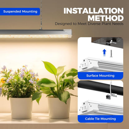 Barrina TX72 4FT Grow Lights for Seed Starting, 72W(500W Equivalent), High PPFD, Full Spectrum with 660nm Red LEDs, Linkable, Hanging Grow Lights for Indoor Plants with On/Off Switch, Veg, 1 Pack