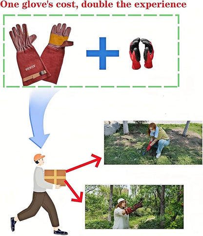 Gardening Gloves for Women/Men,Rose Pruning Long Leather Garden Gloves Thorn Proof