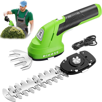 Cordless Grass Shear & Hedge Trimmer - 2 in 1 Handheld 7.2V Small Electric Bush Trimmer, 2.0Ah Rechargeable Battery Powered Shrub Trimmers Grass Cutter for Garden, Yard, Lawn Care