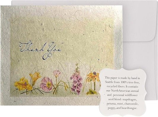 Thank You Set Greeting Card – Plantable Wildflower Seed Paper for Gifts, Special Events Like Mother's Day, and Other Milestone Celebrations