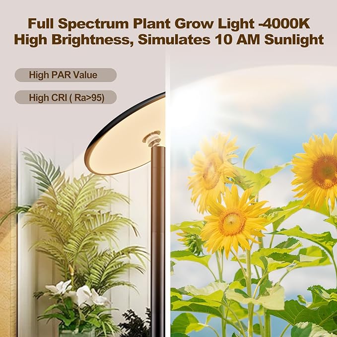 40W Full Spectrum Tall Grow Light, 85’’ Adjustable Standing Plant Light for Indoor Plants, 10-Level Dimmable with 4/8/12H Timer, Sunlike for Large Plants & Indoor Trees