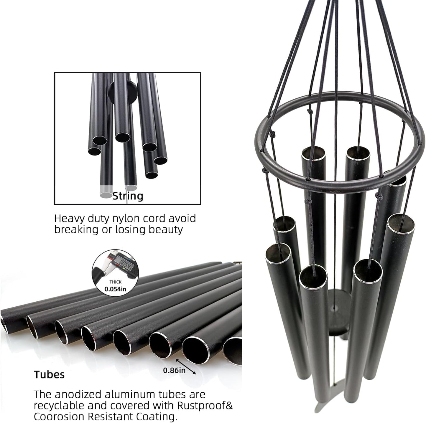 Personalized 36" Healing Memorial Wind Chimes for Outside, Bereavement Gift of Comfort for Loss of Mother, Father or Husband, A Soothing Remembrance for Your Garden and Patio