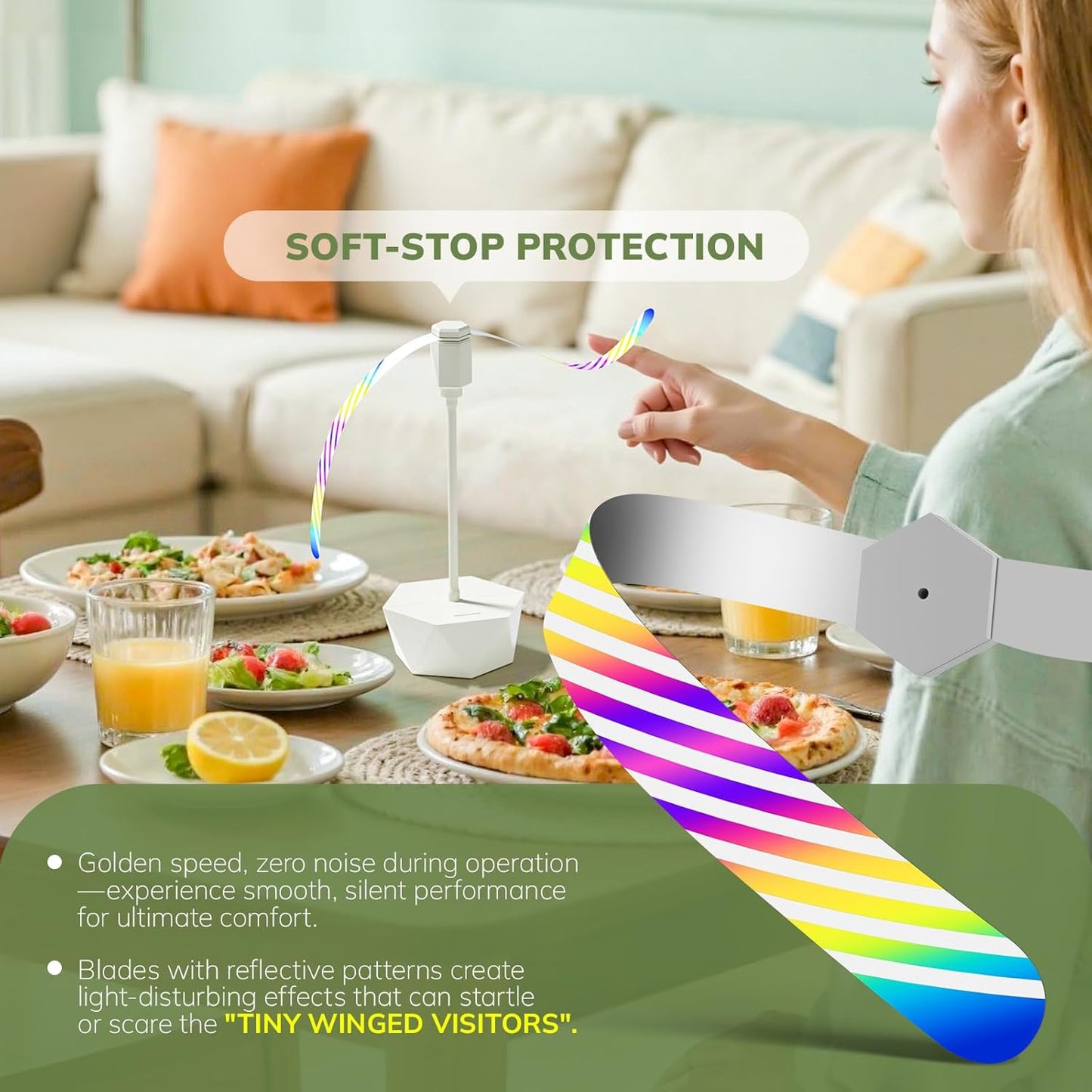 Grete Gotye Portable Battery Powered Fly Fans for Tables Up to 15 Hours Working Time, 4-Pack Indoor Outdoor Food Fan with Flexible Goose-Neck Blades for Home Restaurant Party Picnic Patio BBQ, Beige