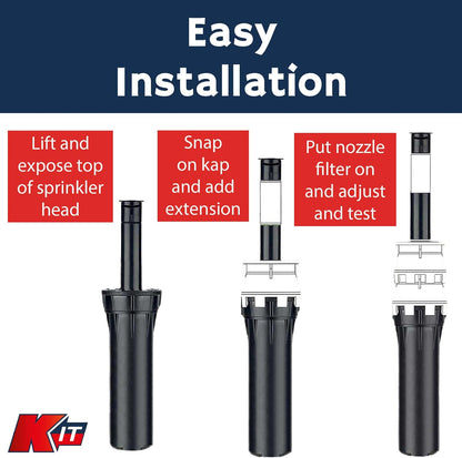 Kap-It Pop-Up Sprinkler Riser Extension - 1.5 Inch Height, No-Dig, Stackable - Easy Installation - Sprinkler Parts Compatible with Most Brands - Black 10 Pack