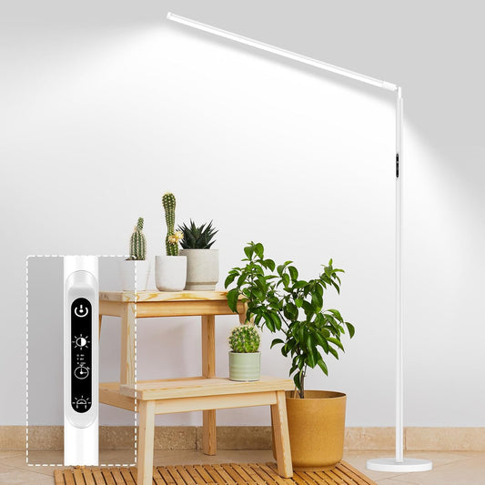 STERREN Grow Lights Stand for Indoor Plants, Full Spectrum Plant Floor Lamp for Indoor Growing, 22W LED Plant Light with 4/8/12H Timer, 47’’ Modern White Standing Grow Light for All Stages,1437lm