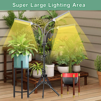 Plant Grow Light，Grow Light for Indoor Plants with 20-60'' Height Adjustable- Full Spectrum Timer, 3 Switch Modes, Adjustable Tripod Stand & Gooseneck for Larger Plants (Tri Heads)
