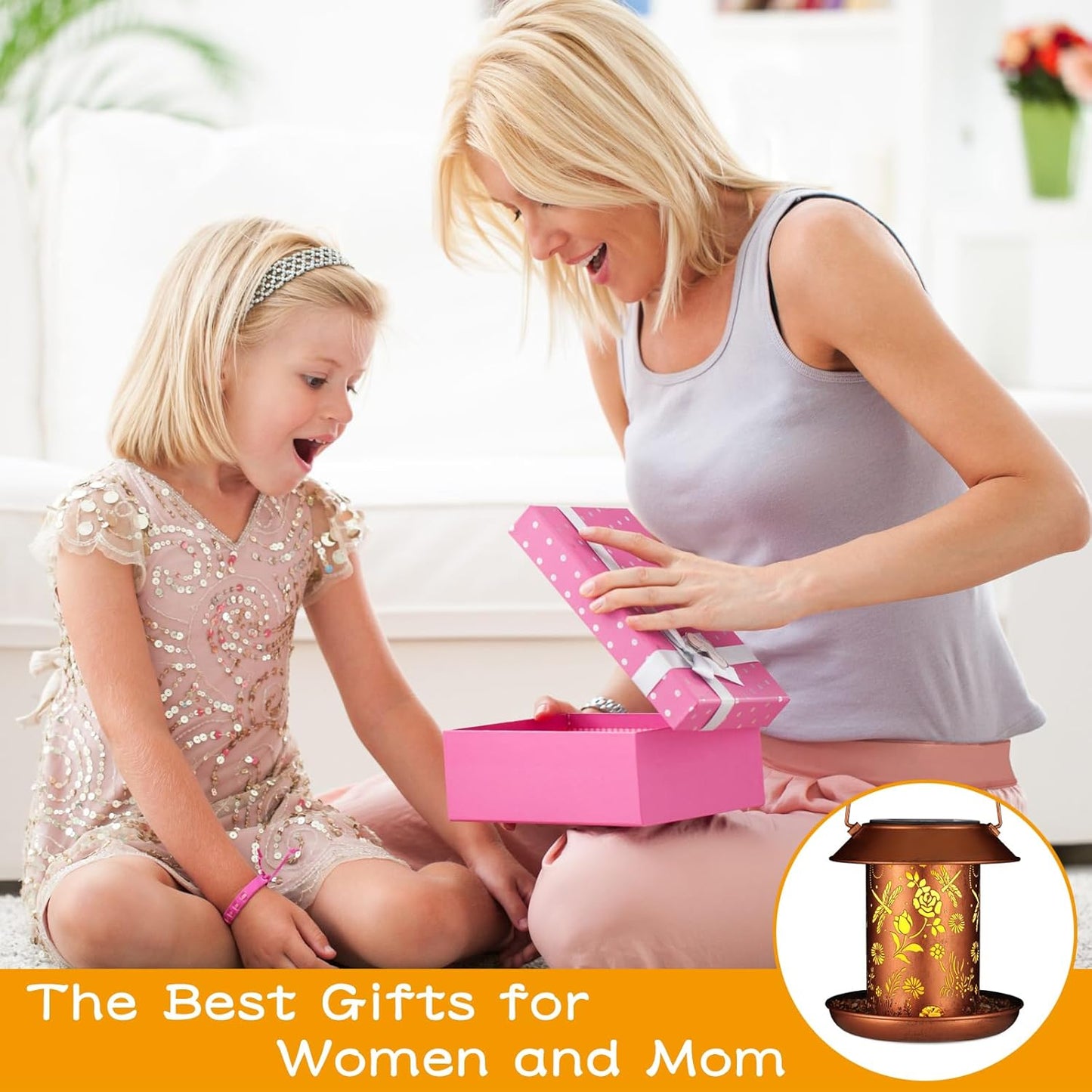 Solar Bird Feeder for Outdoors Dragonfly Solar Lanterns Metal Waterproof Outside Wild Bird Feeders Birthday Gifts for Women Mom Grandma Outdoor Hanging Garden Decor Lights for Yard, Patio,