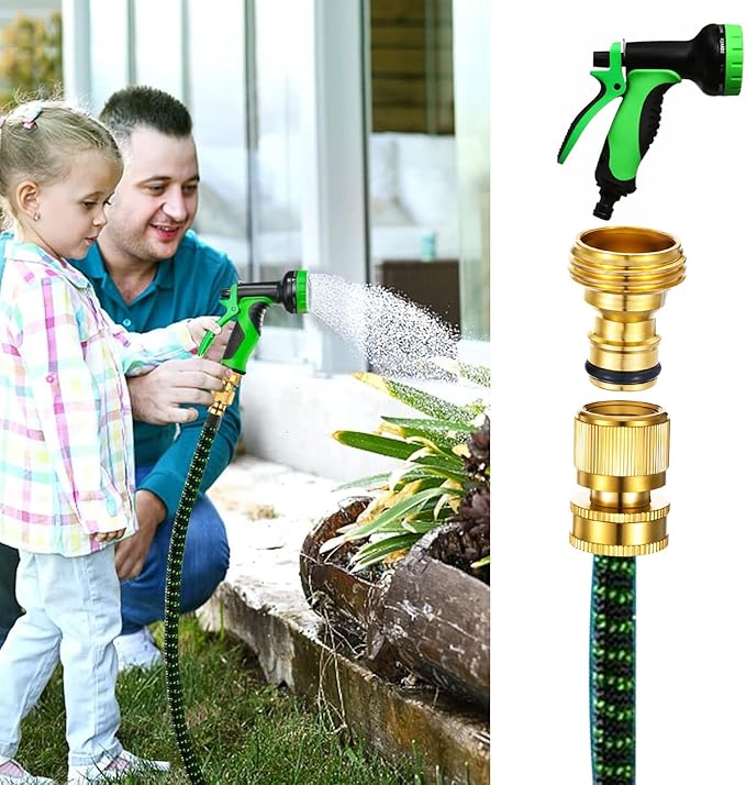 Garden Hose Quick Connector, 6 Sets Solid Brass Quick Connect 3/4 Inch GHT Thread Fitting Connect Kit No-Leak Water Hose Connectors (Female+Male)