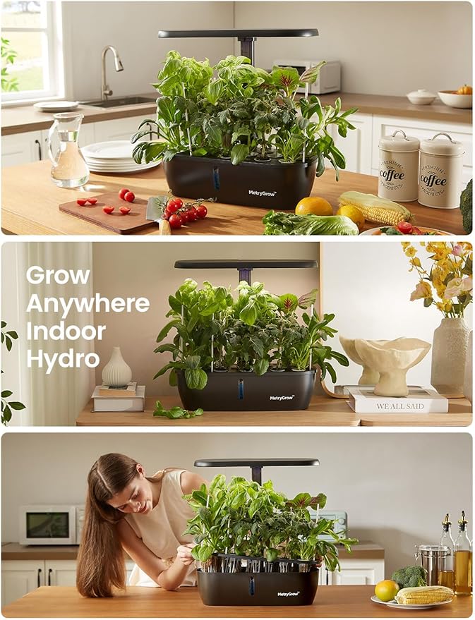 MG-15 Hydrophonic Growing System Kits, Smart Indoor Garden with 24W Grow LED Light Full Spectrum, 15 Pods Herb Garden Planter Indoor Gardening for Gifts, Kitchen